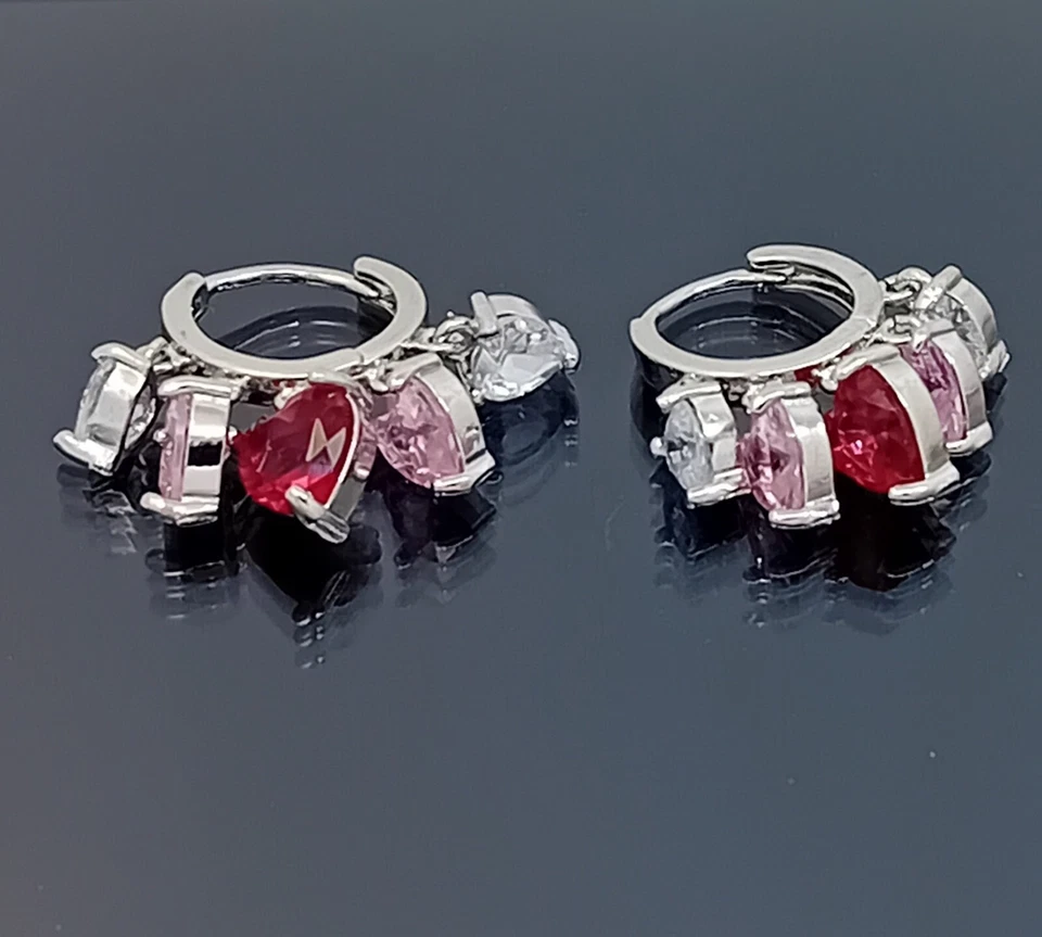 18K White Gold Filled Stunning Italian Petite Tourmaline 18ct GF Earrings 25mm - Image 2 of 4