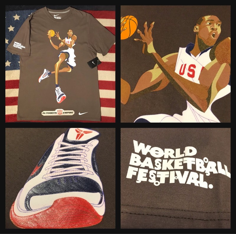 Vintage NIKE AIR KOBE USA OLYMPICS WORLD BASKETBALL FESTIVAL Shirt L MAMBA Kb V