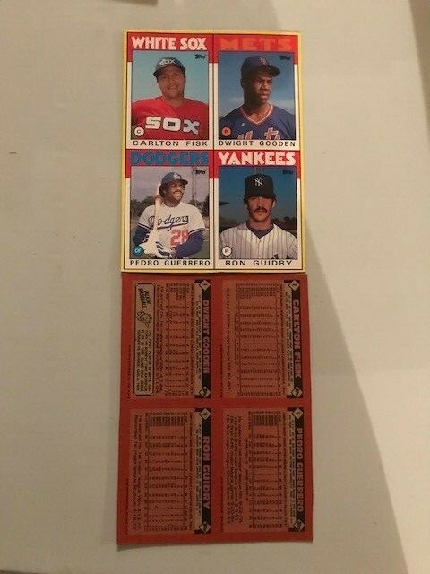 1986 Topps Wax Box Panel w/Carlton Fisk, Dwight Gooden
