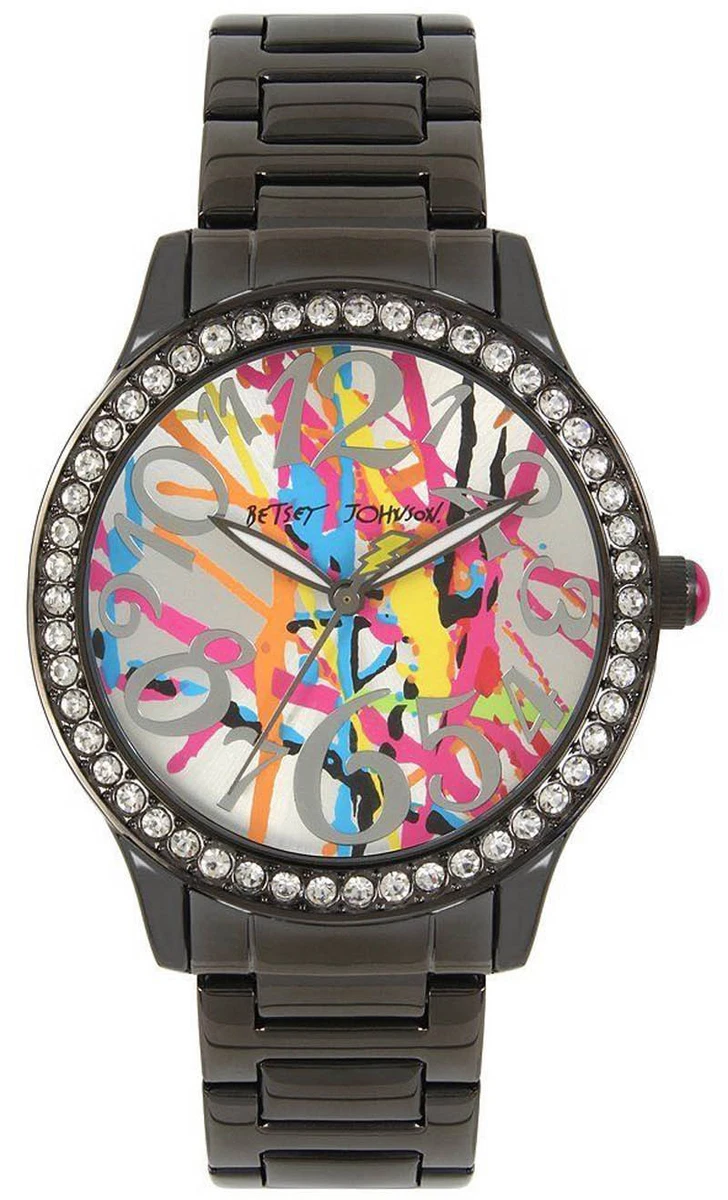 Betsey Johnson Floral Resin Watch - Black with Pink & Green Accents Betsey Johnson Women main image 2