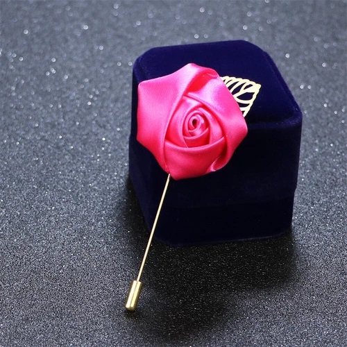 Mens Rose Brooch Flower Brooch Boutonniere Suit Lapel Wedding Pin Tassel Chain - Picture 22 of 95