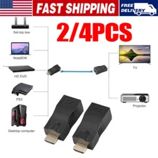 2Pcs 1080P HDMI Extender to RJ45 Over Cat 5e/6 Network LAN Ethernet HDTV Ada KY