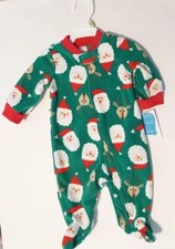 NEW 3 MONTHS CARTERS SANTA CHRISTMAS 2 WAY ZIPPER FLEECE SLEEPER