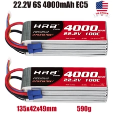 2PCS HRB 22.2V 4000mAh 6S Battery EC5 for RC Helicopter Airplane Boat Car Truck