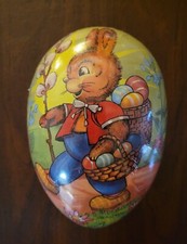 NEW SEALED VTG Paper Mache Easter Egg Candy Container West Germany Bunny 7"