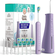 Lion & Lamb Kit 2.0, Electric Toothbrush with Water Flosser Combo, 4 Jet Tips, 4