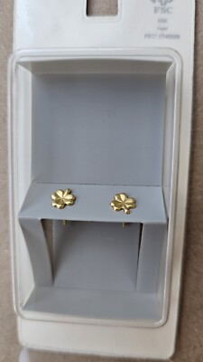 Neu! Massive 925 Sterling Silber vergoldet Glück Kleeblatt Kleeblatt Ohrstecker