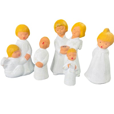 Set of 5 1960 s Engel Jullar Angel Singers Christmas Candle Holder Spain MCM VTG
