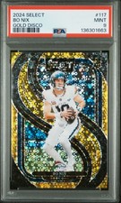 Bo Nix 2024 Panini Select Gold Disco Prizm Premier Level /10 PSA 9