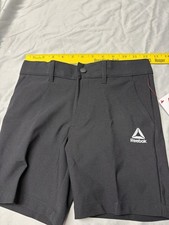 NWT Reebok Shorts Boys S 6/7 Black Zip Polyester Adjustable Waist E-3