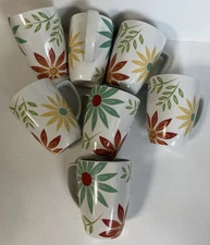 7 Corelle Coordinates Happy Days Floral Foliage Porcelain 12 oz. Coffee Mugs NOS