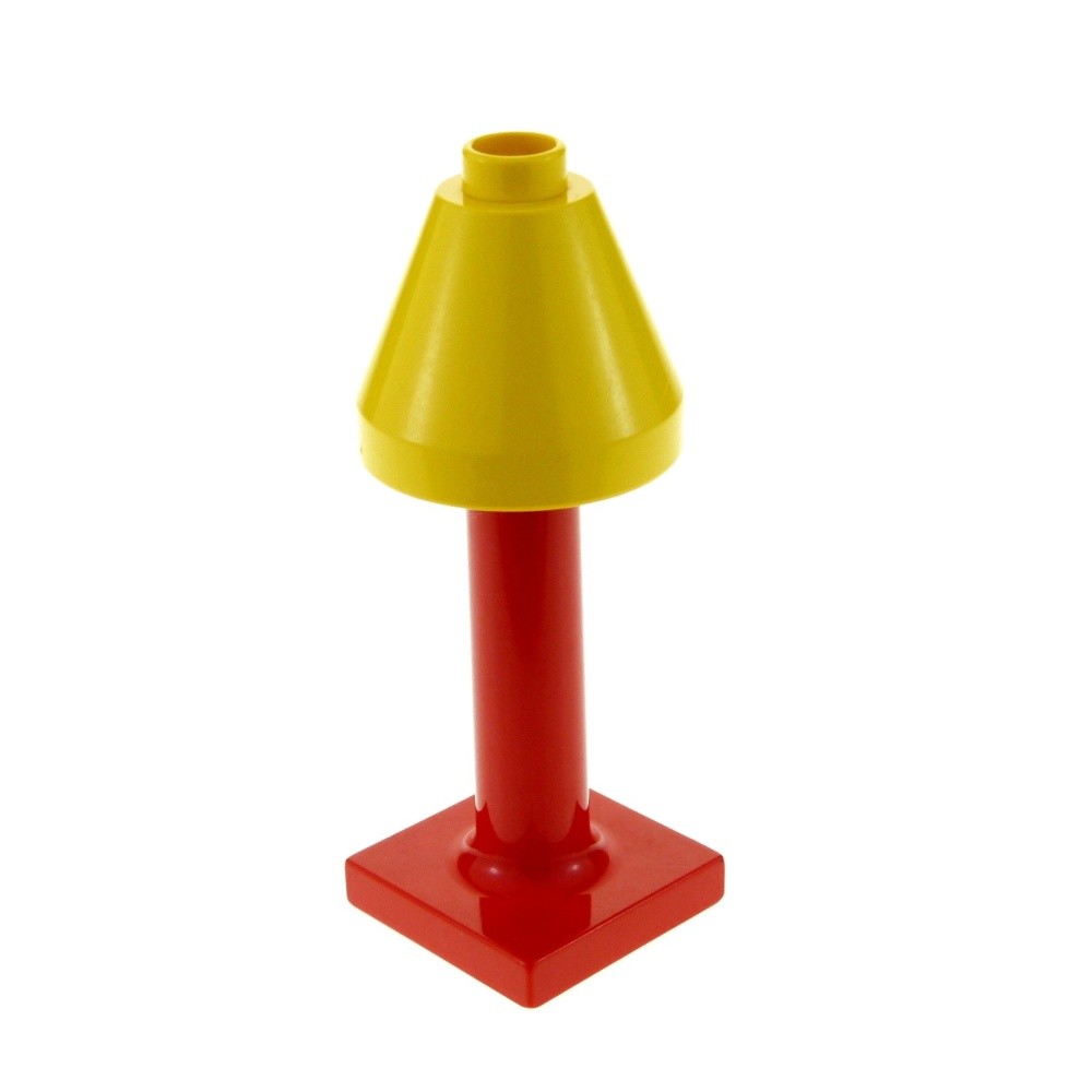 1X Lego Duplo Furniture Lamp 2X2X1 Yellow Shade Stand Long Red 4378 4913