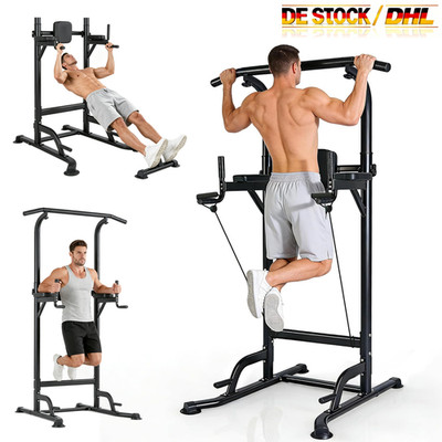 5-in-1 Power Tower Klimmzugstange freistehend 5 Höhen Dip Station Heimtraining