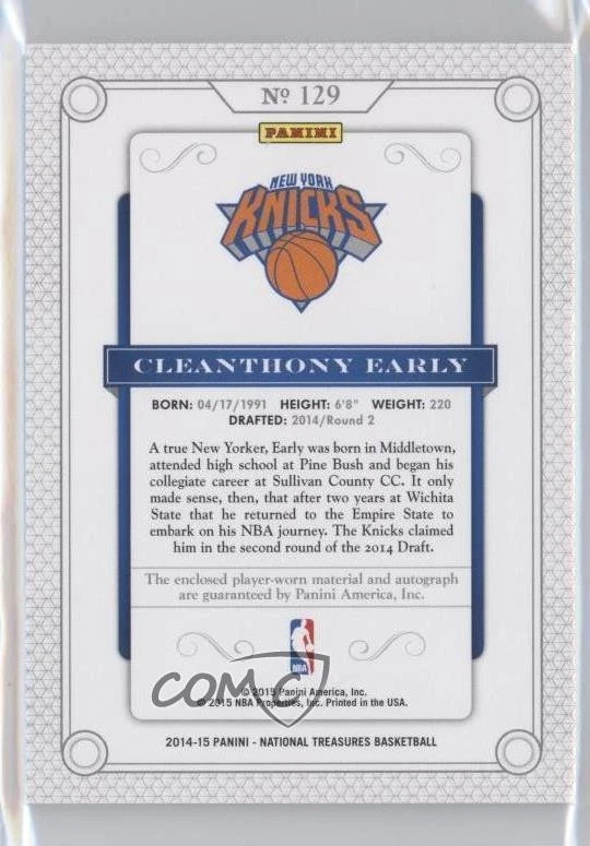 2014-15 Panini National Treasures /99 Cleanthony Early RPA Rookie Patch Auto RC - Image 2 of 2