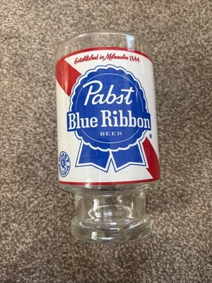 Vintage 32oz Pabst Blue Ribbon Beer Glass Large Size Bar Excellent Condition (SU