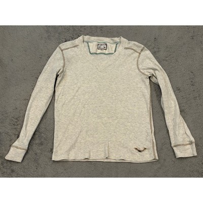 Diesel Co Mens V-Neck Waffle Knit Thermal Long Sleeve Shirt Gray Cotton L