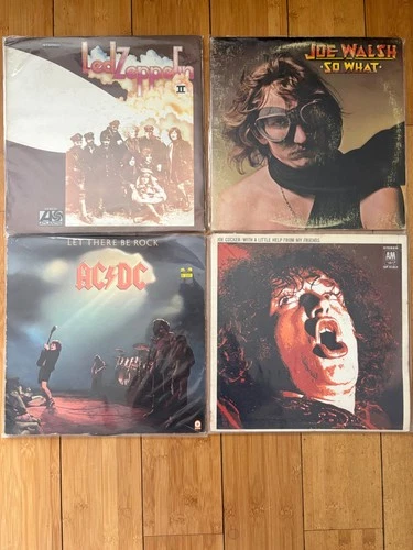 Classic Rock Vinyl Lot- 4 Lp's- Led Zeppelin- AC/DC- Joe Crocker