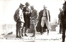 Mexico Revolution Generals Huerta Delgado Angeles RPPC Photo Postcard COPY