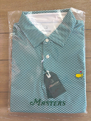 Masters Tech Men's Green/White Geometric Logo Golf Polo Shirt XL Short Sleeve