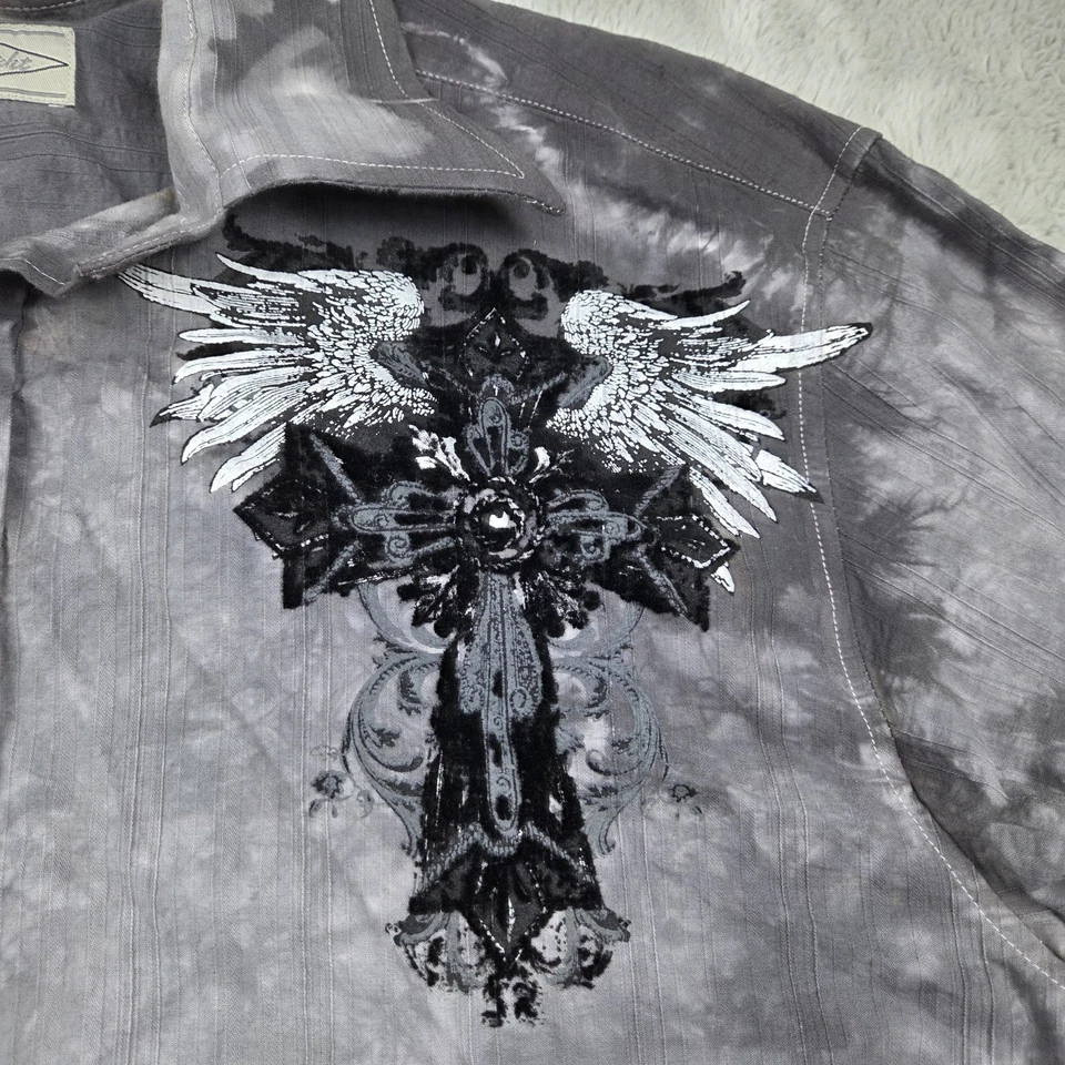 Eighty Eight Button Up Shirt Medium Black Double Sided Grunge Goth Skater Y2K - Image 3 of 4