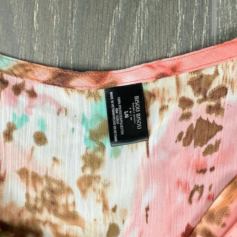Cubierta de playa transparente Bisou Bisou talla grande rosa verde azulado marrón estampado animal Foto 2 de 4