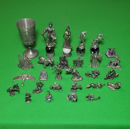 Lot 28 Pewter Figures Mullingar Goblet King Queen Knight Castle Wizards Dragons+
