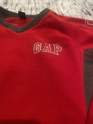 Gap Boys Size Medium 7-8 V Neck Sweatshirt Red/Gray - Picture 2 of 6