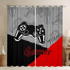 Gamer Curtains for Bedroom 42W x 63L Inches Boys Girls Game Curtain Gamepad H...