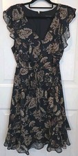 Tommy Hilfiger navy blue base w/ paisley floral print & flutter Sleeves- Size 16