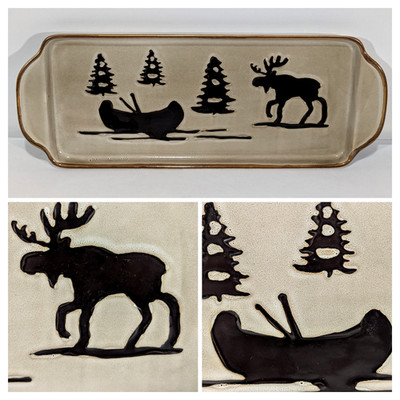 home studio woodland collection dinner serving platter tray moose cabin New