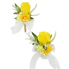 Floinla Yellow Corsage and Boutonniere Set for Wedding Prom, Artificial Rose ...