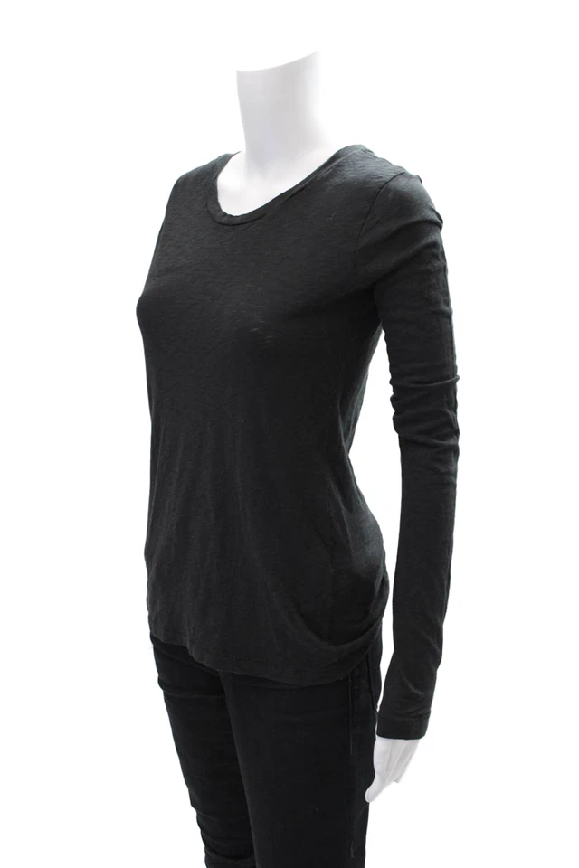 Rag & Bone Jean Womens Cotton Crew Neck Long Sleeve Knit Top Black Size Small - Image 2 of 4