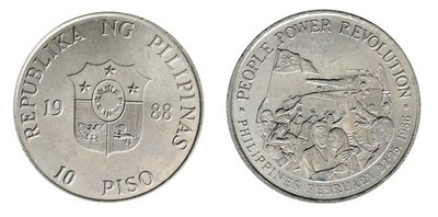 Philippines 10 Piso, 1988, KM #250, Mint, Commemorative
