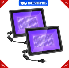 200W 2 Pack LED Black Light Floodlights IP66 Waterproof for Party & Halloween