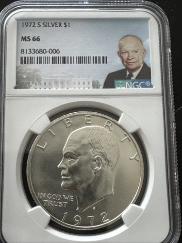 1972 S $1 NGC MS66 SILVER EISENHOWER DOLLAR MINT STATE IKE 40% PORTRAIT (4)
