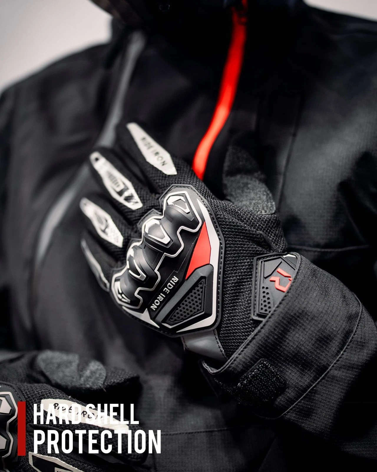 RIDEIRON Summer Motorcycle Gloves for Men & Women black Large - product detail image 6