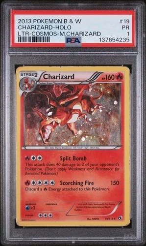 2013 Pokemon Black & White Legendary Treasures #19 Charizard Cosmos Holo PSA 1
