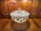 Pyrex Early American 404 Promo 4 Qt, Vintage White/Brown With Lid And Server