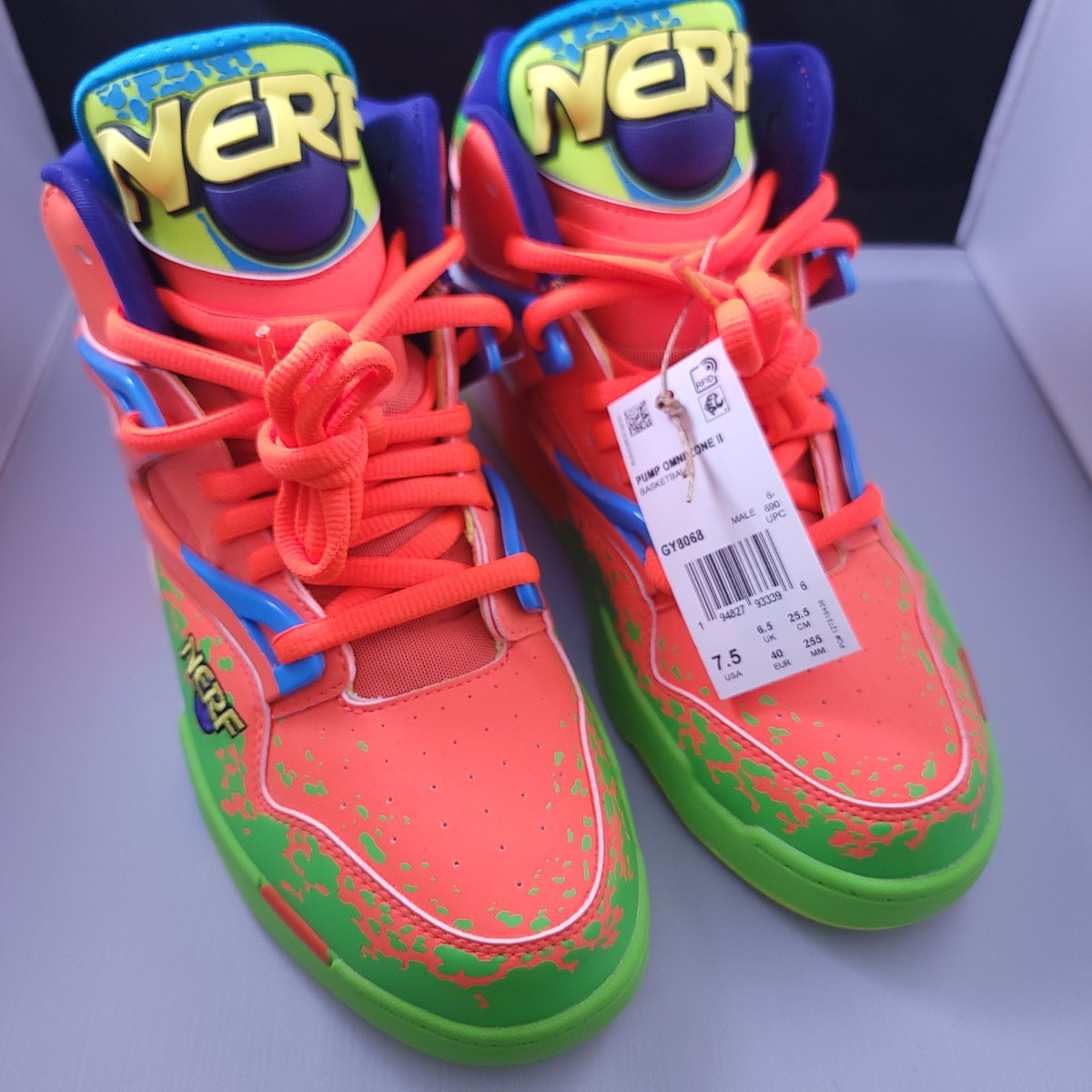 Size 7.5 - NERF x Reebok Pump Omni Zone 2 Light Jammer for sale