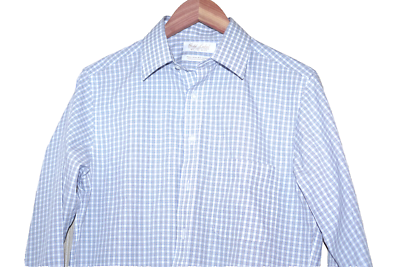 Roundtree & Yorke Gold Label Fitted Non-Iron Point Collar White Check  Size:15/33 | eBay