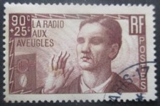 FRANCE-1938-La radio aux aveugles N°418 oblitéré