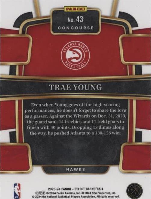 2023-24 Panini Select - Trae Young #43 for sale | eBay