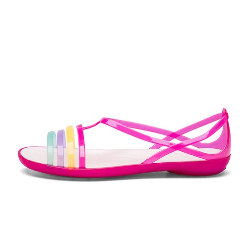 Women Flat Heels Candy Color New Sandals Casual Strap Clear Beach Shoes Summer - Foto 10 di 30
