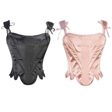 Womens Corset with Straps Vintage Satins Overbust Corset Gothic Bustier Tops