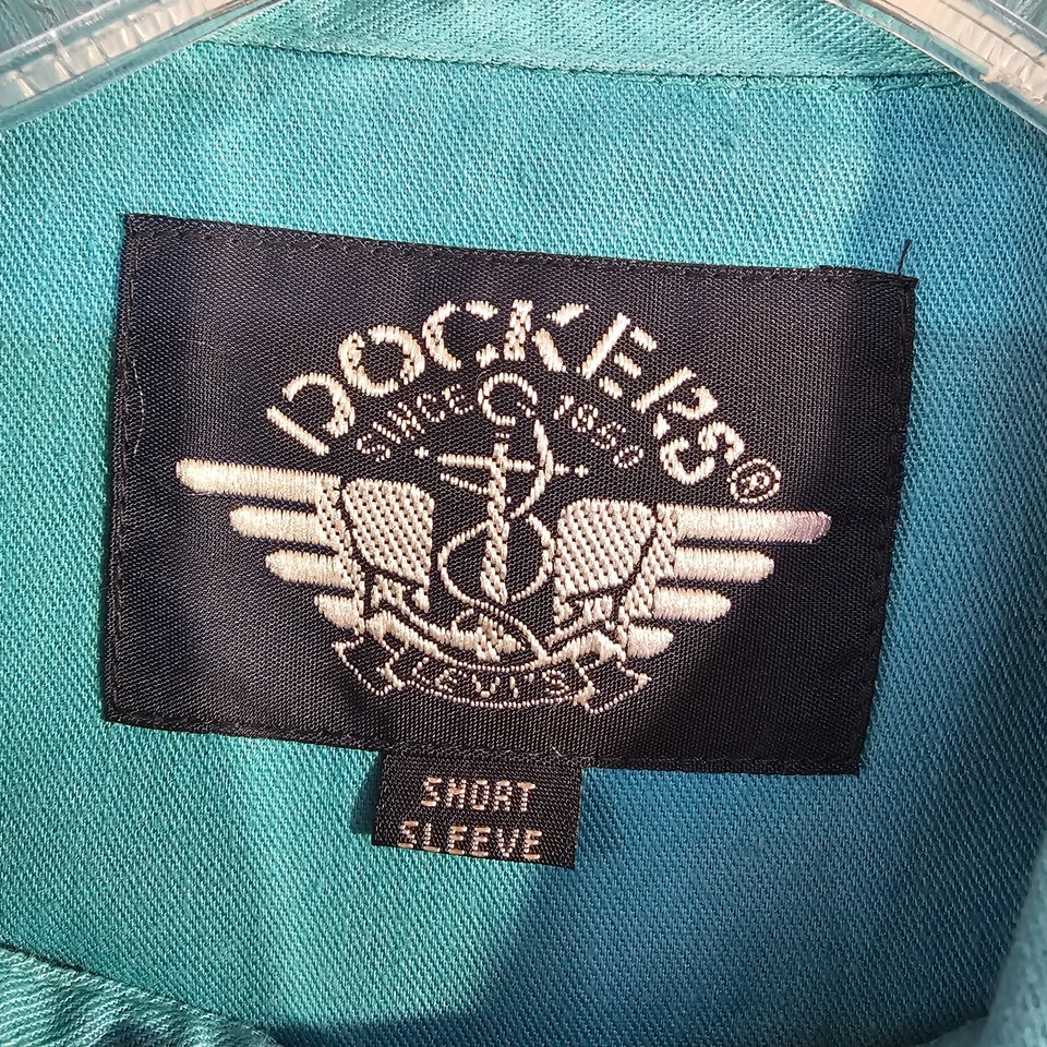 Dockers Canvas Shirt Mens Medium ( Measures Large ) Short Sleeve Button Up - Image 4 of 4