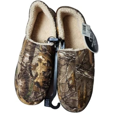 Realtree Men's Camo Sherpa Lined Slippers Size 11/12 Moccasin Rubber Sole House