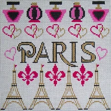 Needlepoint Handpainted Amanda Lawford Paris 8x8