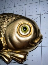 Mimi Di N Vintage Gold Tone Koi Fish Goldfish Green Black Eye Buckle