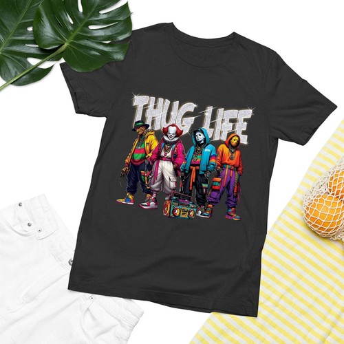 Camiseta Thug Life Gangster Horror Icons Halloween, Camisa Personajes Películas de Terror - Imagen 3 de 5