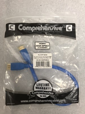 Comprehensive Pro AV/IT High-Speed HDMI Cable 1.5' BLUE HD-HD-18INPROBLU NEW